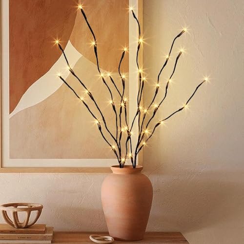 DELICHTER 2er Set Lichterzweige mit 40 Warmweißen LEDs Beleuchtete...