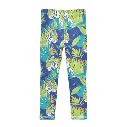 KLL Botanical Green Tigers Pattern Girls Cotton Leggings Comfortable Full Length Activewear Sports2