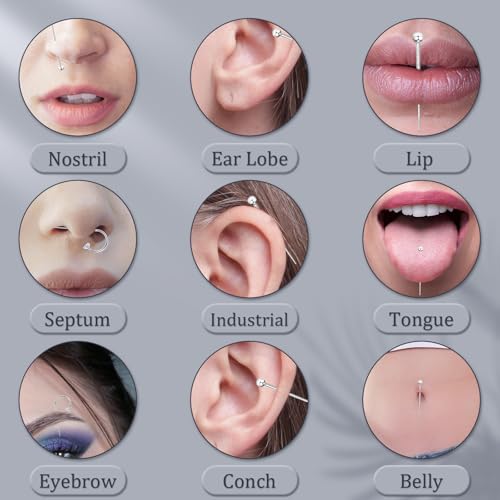 jagosen 16G 18G Piercing Taper Flat Back Earring Applicator Tool Piercing Changing Tool Threadless Piercing Insertion Pin Taper for Body Piercing Stretching Kit for Ear/Nose/Navel/Lip/Eye/brow Piercing Assistant Tool