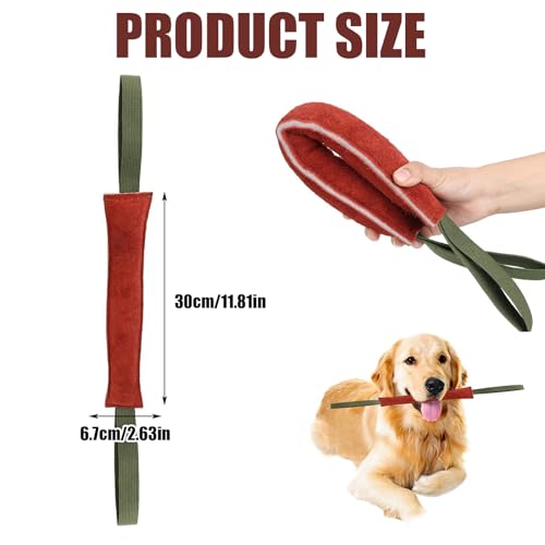 DIFLAX Beisswurst für Hunde, Leder Hund Zerrspielzeug, 30 cm Lange, Sehr Robustes Training Zubehör, Hundespielzeug mit Nylon Handschlaufe zum Training, Tauziehen und Zerrspiele