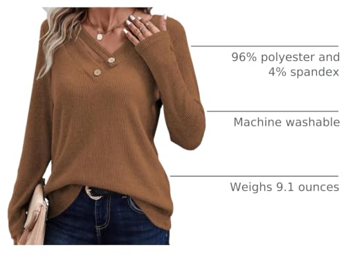 Image of LOLONG Womens Long Sleeve V Neck T Shirts Casual Basic Work Tops Trendy