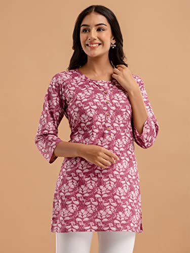 Image of feranoid Women Cotton Printed Straight Short Kurti