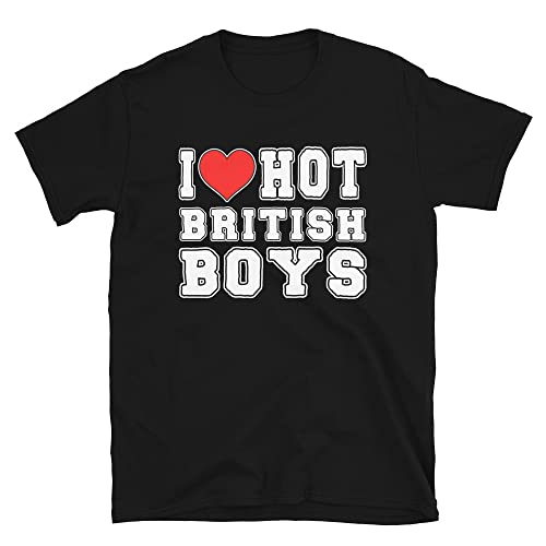 I Love Hot British Boys Funny Red Heart T-Shirt