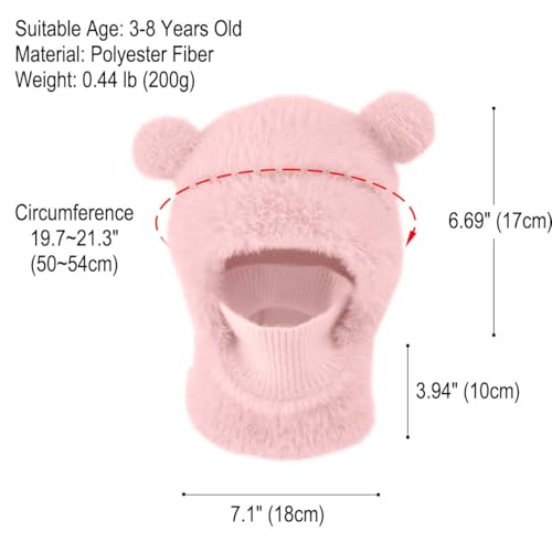 Kids Ski Mask Balaclava for Girls Boys, Winter Windproof Face Mask Hat for Cold Weather, Fleece Hooded Scarf Neck Warmer4