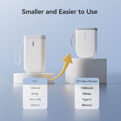 Image of NIIMBOT D11 New Version Label Maker Machine with Tape,300DPI Bluetooth Label Printer, Portable Thermal Printer,Sticker Maker for Organizing Home Office School,White