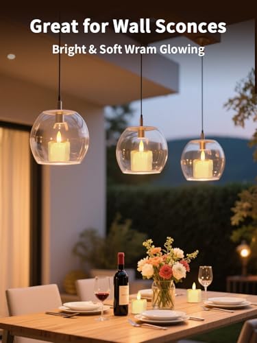 Image of Rechargeable Flameless Tea Light Candles with Remote, 1.5 inchx2.2 inch Dripping Fake Electric Flickering Votive Candles for Anniversary Wedding Table Centerpiece Halloween Christmas Decor, Ivory White 6 pack