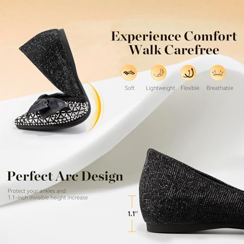 Generic Women's Silver Rhinestone Pointed Toe Flats: Comfortable, Lightweight, Dressy Ballet Shoes for Adult Women4