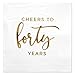 Andaz Press Cheers to 40, Funny Quotes Cocktail Napkins, Gold Foil, Bulk 50-Pack Count 3-Ply Disposable Fun Beverage Napkins for Engagement Party, Wedding Reception Bar
