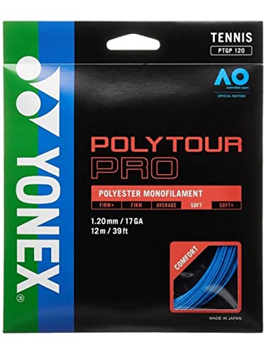 YONEX Polytour PRO 120 - Set di Corde da Tennis in Poliestere, Calibro 17, Colore: Blu