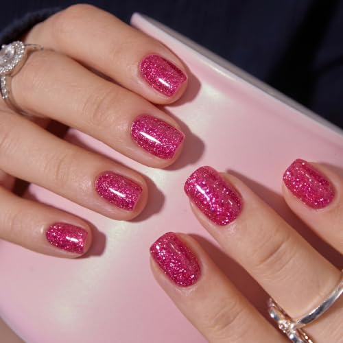 Image of CurvLife Soft Gel Squoval Press-On Nails Short, Reusable Fake Nails with Glue & Adhesive Tabs, 30PCS Salon-Quality Stick-On Nails for At-Home Manicure (Fuchsia Fever)
