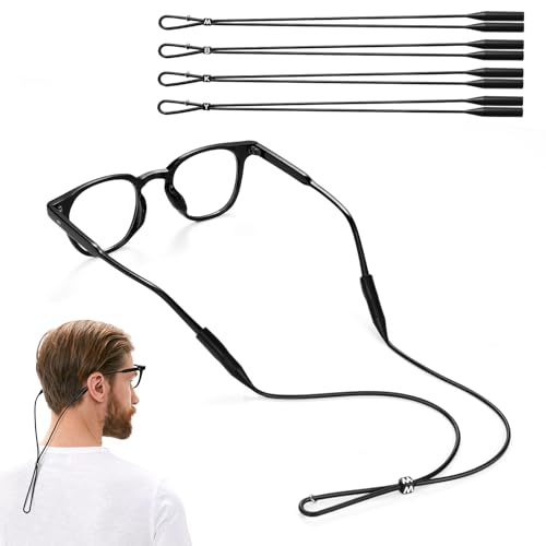 MoKo 4PZ Cordino per Occhiali Regolabile, Cinturino per Occhiali in Silicone, Leggera Cinghia per Occhiali da Sole, Laccetti per Occhiali da Vista per Uomini, Donne, Nero