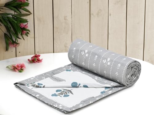Image of Amazon Brand - Umi AC Dohar Blanket for Single Bed | 100% Cotton 160 TC | Soft Lightweight Three Layer Quilt | 57x87 Inches | Beautiful Elegant Design