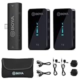 BOYA Wireles Lavalier Microphone,BY-XM6-S6 USB C Mini Wireless Clip Microphone Portable Transmitter&