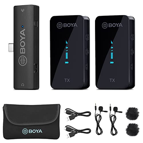 Boya Wireles Lavalier Microphone,By-Xm6-S6 Usb C Mini Wireless Clip Microphone Portable Transmitter&Receiver For Android Type C Smartphone Podcast Facebook Youtube Vlog Video Recording #TOP9