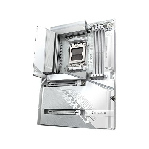 Image of GIGABYTE B850 AORUS Stealth ICE Reverse-Connect ATX Motherboard, Support AMD Socket AM5 Processors, DDR5, 14+2+2 Power Phase, 4X M.2, PCIe 5.0, USB-C, WIFI7, 5GbE LAN, EZ-Latch, 5-Year Warranty