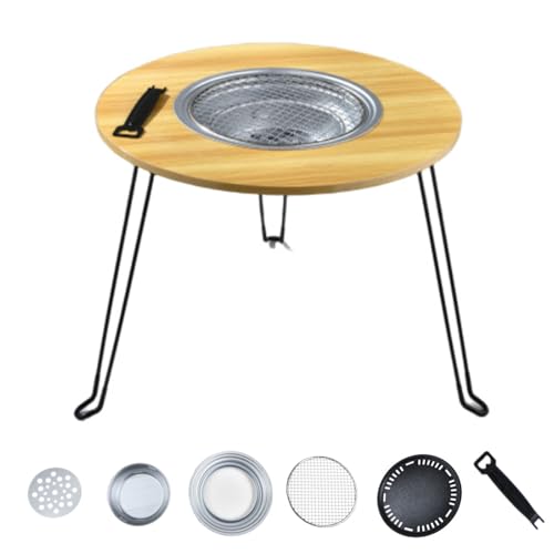 Barbecue au charbon de bois pliable portable avec table d'appoint idéal pour la cuisine en plein air, le camping, la randonnée, les pique-niques, la randonnée, le barbecue, compact et léger pour tout