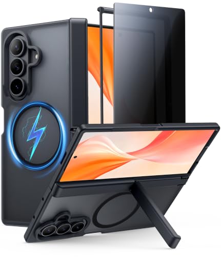 FNTCASE for Z Fold 8 Ultra/Z Fold 7 �P�[�X:�v���C�o�V�[�X�N���[���v���e�N�^�[�t�� | MagSafe�Ή��A�X�N���[���v���e�N�^�[�A�����h�~�ϏՌ��������ی�f�C���[�g�ѓd�b�J�o�[�A�u���b�N