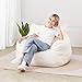 VEVOR Bean Bag Chair, 3 feet Bean Bag Chair with Soft Armrests and Storage Pocket, 25D Memory Foam Filled with Soft Teddy Velvet Cover, Bean Bag for Bedroom or Playroom, White