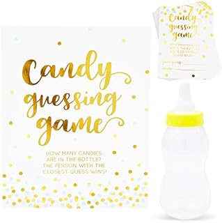 Candy Bottle Guessing Game for Baby Showers (11 in., Gold, 38 Pieces)