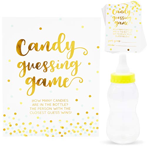 Candy Bottle Guessing Game for Baby Showers (11 in., Gold, 38 Pieces)