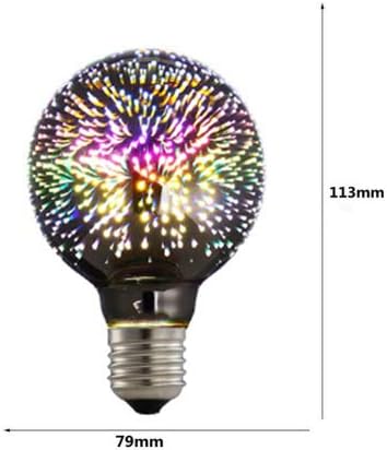 KLED LED Vintage Edison Bulb, G80 3W, Fireworks Filament Bulb 3D Colorful Lamp Bulb, 300 Lumen, 2700K (Warm White), Decorative Light Bulb, Medium Base E26, 110-120v(6 Pack) (G80)