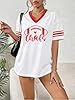 Jersey Shirts for Women Football Shirt Oversized Football Fans Tshirt Game Day Graphic Tee V Neck Y2k Streetwear Tops, B.white, XXL #2