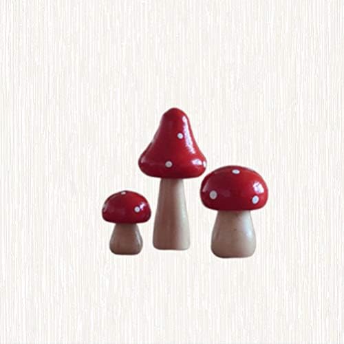 SUPVOX 3pcs Mushrooms Miniature Figurines Mini Wooden Mushrooms Fairy Garden Accessories Flower Pots Micro Landscape Decoration Supplies (Red)