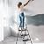 Elevon Folding Step Stool with Wide Anti-Slip Pedal, 3-Step 300?lbs Sturdy Steel Ladder
