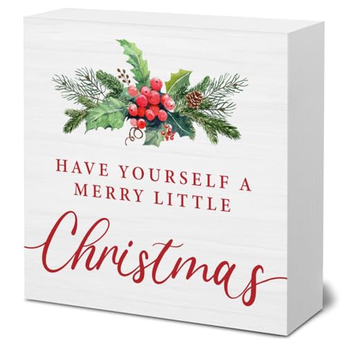 Christmas Decor Gifts Have Yourself a Merry Little Christmas Wood Block Sign for Home Office Table Shelf Decor Gifts