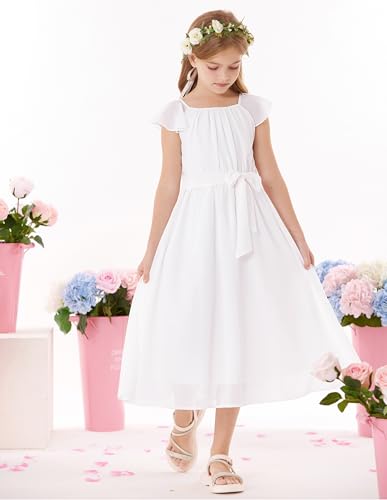 GRACE KARIN Girls Dress Formal Party Wedding Guest Pageant Dress for Teen Girls Ruffle Backless Maxi Sundress Size 6-144