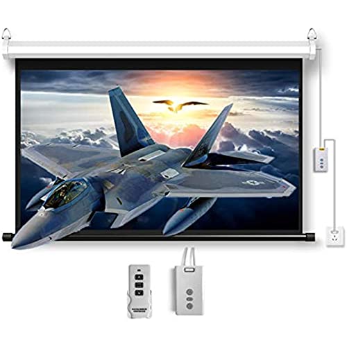 HSRG 60 Electric Motorised Projector Screen, Projector Screen Motorized with Remote Control, Movie Screens for Wall or Ceiling, Perfect for Home Cinema, School (4:3 White Visible Area: 116×87cm)