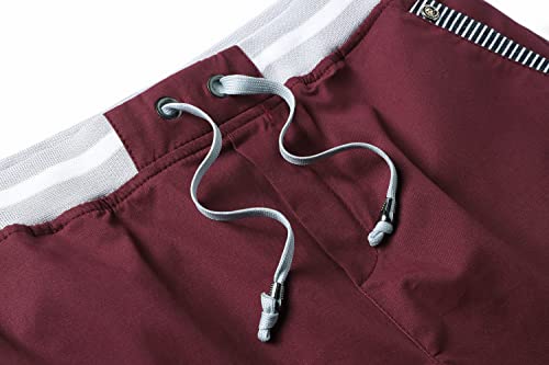 Tansozer Mens Shorts Casual Classic Fit Drawstring Summer Beach Shorts with Elastic Waist and Pockets Wine Red 3XL