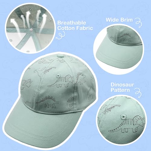 Baseball Cap for Baby Boys Girls Boys Dinosaur Caps Summer Sun Hat for Girls Cotton Baseball Hat for Toddler9(Green,1-3T)2