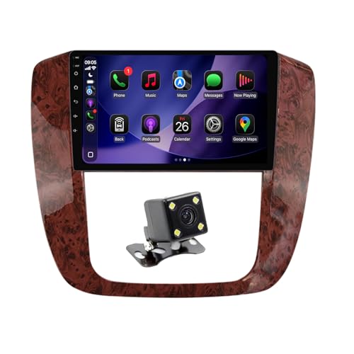FELLOSTAR for GMC Yukon Chevy Tahoe Suburban Silverado 2007-2012 Radio Upgrade with Carplay & Android Auto 8-Core 2G RAM + 32G ROM Car Stereo 9-Inches QLED Touch Screen Head Unit with GPS Navigation