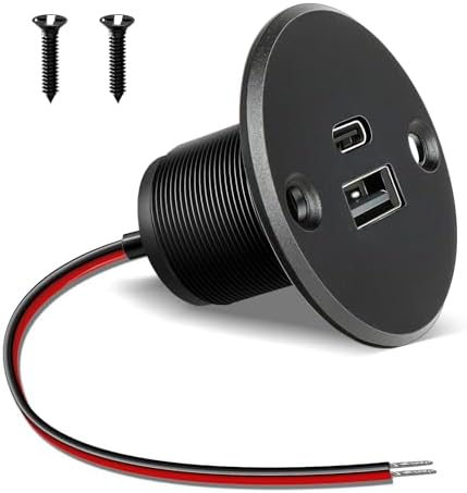 acegoo USB C Steckdose 12V Wohnmobil Ladegerät Vollaluminium, Typ C USB Anschluss PD3.0 QC3.0 KFZ Buchse Dose Einbau Adapter für Camper Auto Boot LKW Wohnwagen (1 x großes Panel)