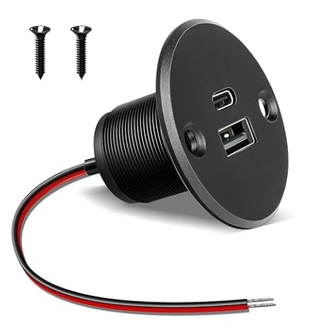 acegoo Gniazdo USB C 12 V, ładowarka do kampera, pełne aluminium, złącze USB typu C, złącze PD3.0, QC3.0, gniazdo samochodowe, puszka montażowa, adapter do kampera, samochodu, łodzi, ciężarówki