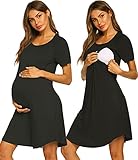 Ekouaer Nursing Gown 3 in 1 Delivery/Labor/Nursing Nightgown Women Maternity Hospital Gown Zipper Breastfeeding Sleepwear