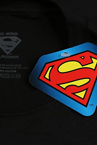 Logo Mania Superman Steel Logo Camiseta, Negro, M para Hombre