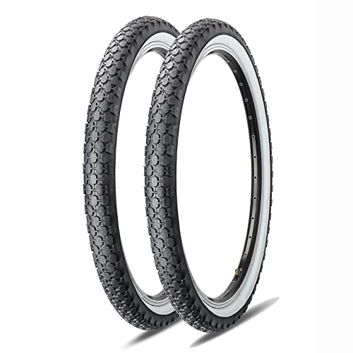 Mohegia 2 Pack Bike Tires, 24 X 2.125 Inch Folding Replacement Tires For Beach Cruiser Bicycle/White Side Wall #TOP1