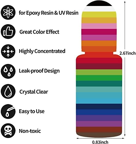 YRYM HT Epoxy Resin Pigment - 24 Colors Transparent Non-Toxic UV Epoxy Resin Dye Liquid for UV Resin Coloring, Resin Jewelry Making - Concentrated UV Resin Colorant for Art, Paint, Crafts - 10ml Each