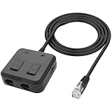 XMSJSIY RJ9 Telephone Training Adapter Headset Splitter 4P4C Phone Line Jack Y Splitter Adapter Cable with 2 Mute Buttons for Call Center -30CM/11.8INCH (2 Mute + 2 Volume Adjusters)