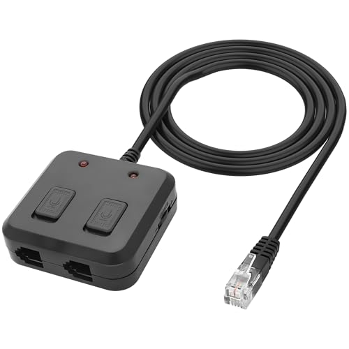 XMSJSIY RJ9 Telephone Training Adapter Headset Splitter 4P4C Phone Line Jack Y Splitter Adapter Cable with 2 Mute Buttons for Call Center -30CM/11.8INCH (2 Mute + 2 Volume Adjusters)