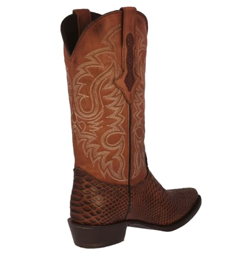 Texas Legacy Mens Cognac Western Leather Cowboy Boots Snake Python Print J Toe3
