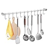Youyijia 2Pcs Utensil Rack Stainless Steel Wall Mounted Utensil Hooks with 12 Removable Hooks Kitchen Utensils Holder Utensil Hanging Rack Rail 52Cm (15.6")