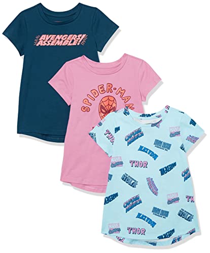 Amazon Essentials Girls and Toddlers' Short-Sleeve Tunic T-Shirts, Pack of 3