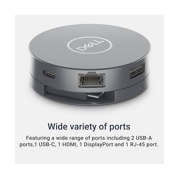 Dell 7-in-1 USB-C Multiport Adapter - DA310-2. USB-A Ports, 1 USB-C, 1 HDMI, 1 DisplayPort, 1 VGA and 1 RJ-45 Port, Crisp 4K Resolution at 60Hz, SuperSpeed Data Transfers, Lightweight and Portable. - Image 7