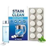 10PCS Water Bottle Cleaning Tablets,Kettle Descaler Tablets,Effortlessly Clean Plastic & Glass Drink Containers,Long-Lasting Effects,Stain Remover,Individually Wrapped T-Ablets For A Sparkling