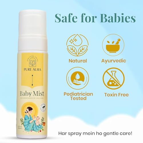 Image of Pure Aura Baby Mist Perfume 100ml - Doctor Recommended Hydrating Baby Body Mist & Perfume for Newborns & Kids | Gentle, Refreshing & Chemical-Free Skin Care Spray