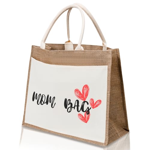 COZYINT Tasche aus Jute Stoff | Geschenk für Mutter, werdende Mama oder schwangere. Einkaufstasche groß Bast | Jute Shopper Bag | Geschenke für Mütter oder Schwangerschaft (MomBag)