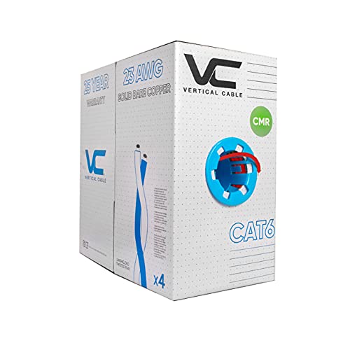 Vertical Cable Cat6, 550 MHz, UTP, 23AWG, Solid Bare Copper,1000ft, Bulk Ethernet Cable - 161 Series, Red